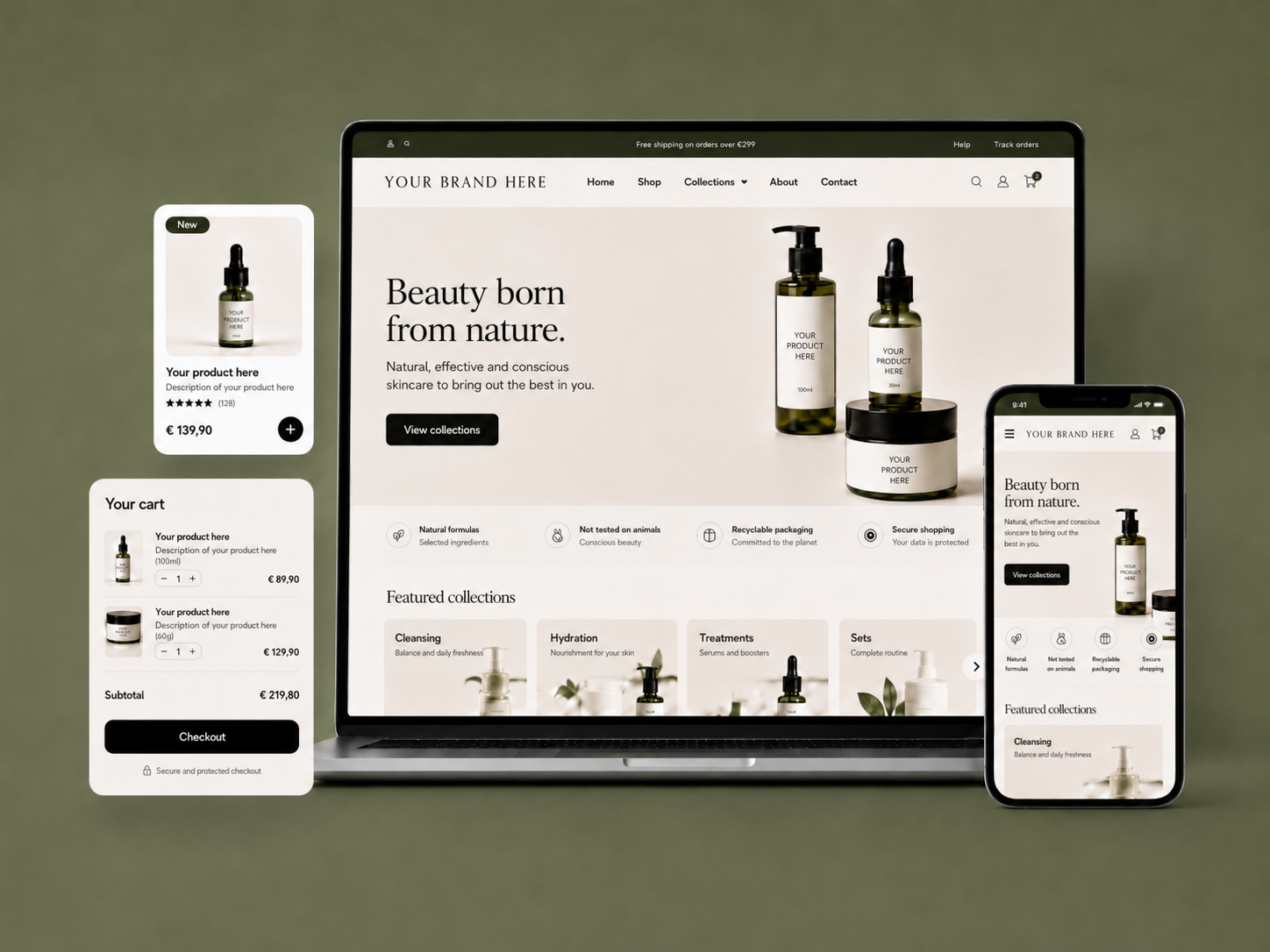 Example of a responsive Shopify store on desktop and mobile